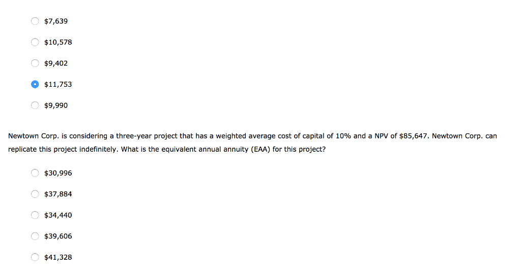 exclusive projects. If it chooses project A, Newtown Corp. will have the