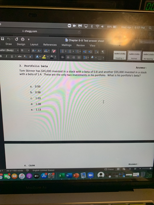 a 30% return, a 258 chance of producing a 98 return, and