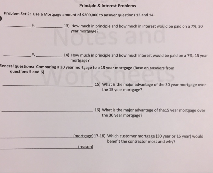 Please answe and explain 13 thru 18 Principle &Interest Problems Problem
