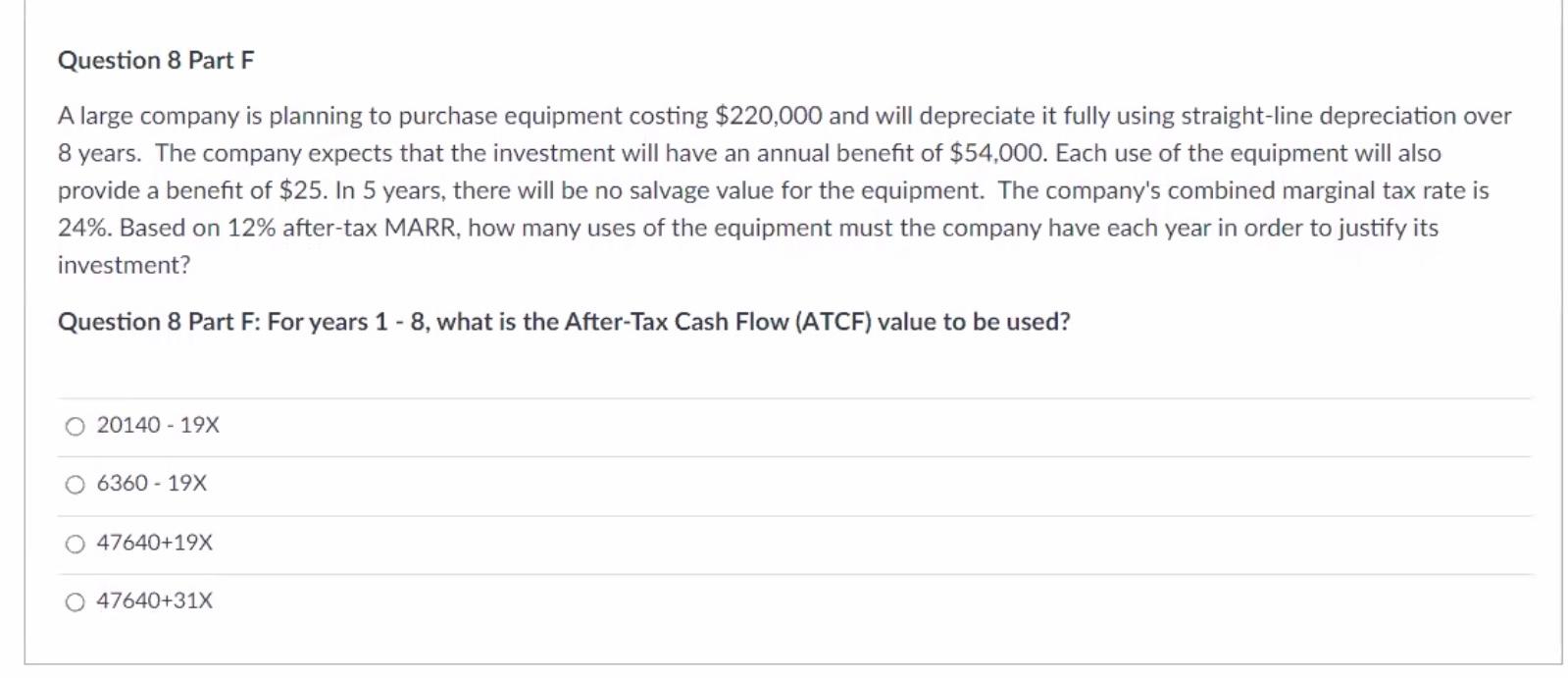 equipment costing $220,000 and will depreciate it fully using straight-line depreciation over