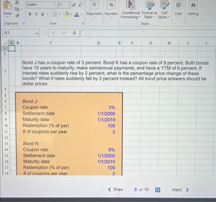 can you please show excel work / formatting Bond J has a