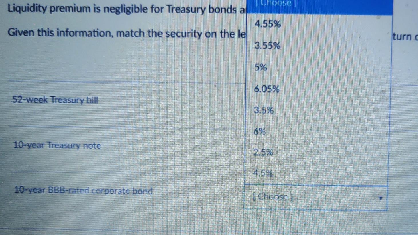2.5% Default risk premium on 10-year BBB-rated corporate bonds = 1% Liquidity