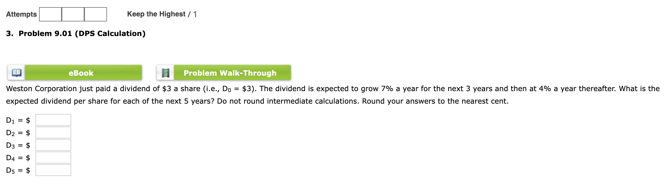  Attempts Keep the Highest / 1 3. Problem 9.01 (DPS Calculation)
