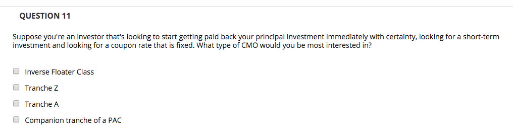 a residual (same set-up as the previous question): - Tranche A has