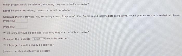 or Project L Capital Budgeting Methods Project Shat a cost of $10,000