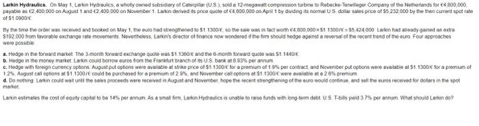  please answer all Larkin Hydraules. On May 1, Lekin Hydreulcs, o