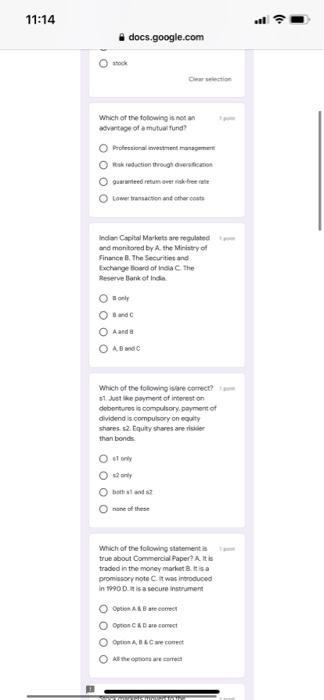 I need solution within 5 minutes !!! 11:14 docs.google.com Which of the