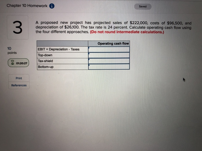  6 Chapter 10 Homework Saved 3 A proposed new project has