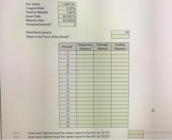  Par Value: Coupon Rate: Yield to Maturity: Issue Date Maturity date