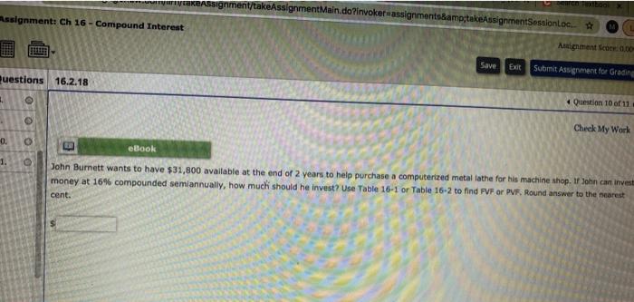  Assignment: Ch 16 - Compound Interest Assignment/takeAssignmentMain.do?invoket-assignments&takeAssignmentSessionLoc. Atalgnment 0.00 Save Exit