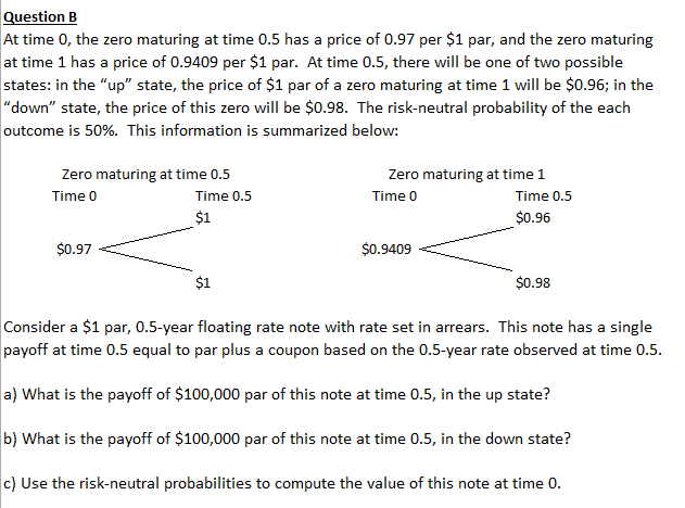 a Question B At time 0, the zero maturing at time