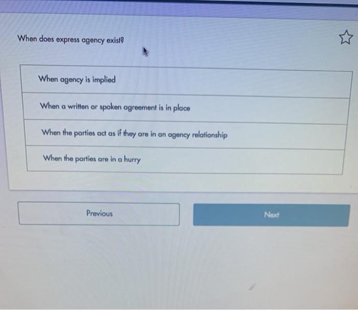  When does express agency existe When agency is implied When a