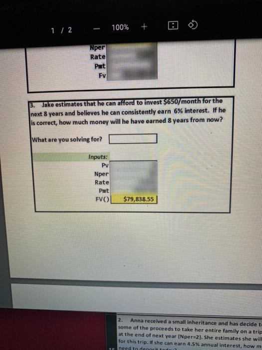 into tye equation for fair value and present value 1/2 100% +