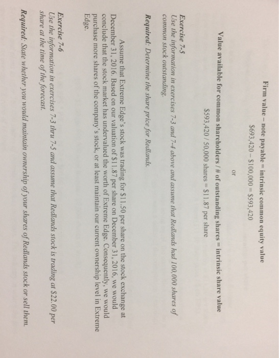 There is 7-3 & 7-4 information from my previous question. Firm value-