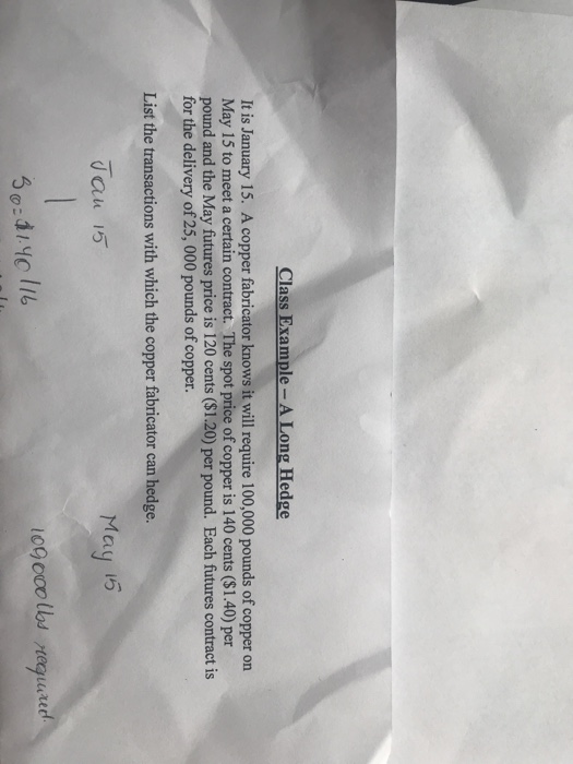 fabricator knows it will require 100,000 pounds of copper on May 15