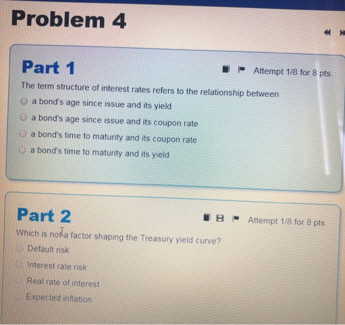  Problem 4 Attempt 1 /8 for 8 pts. Part 1 The