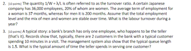  2. [10 points] The quantity 1/W = N/L is often referred