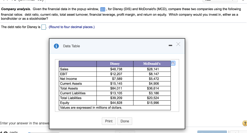  solve plese Company analysis. Given the financial data in the popup