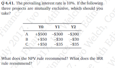  ANSWER USING EXCEL The prevailing interest rate is 10%. If the