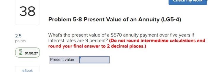 points 8 01:50:30 Compute the present value of $500 paid in three