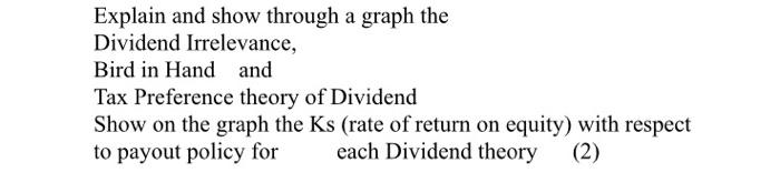 Please give correct answers. Explain and show through a graph the Dividend