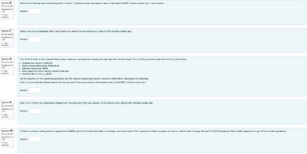 Precursor Questions For Reference: Only need questions 6-10 complete. Thanks so