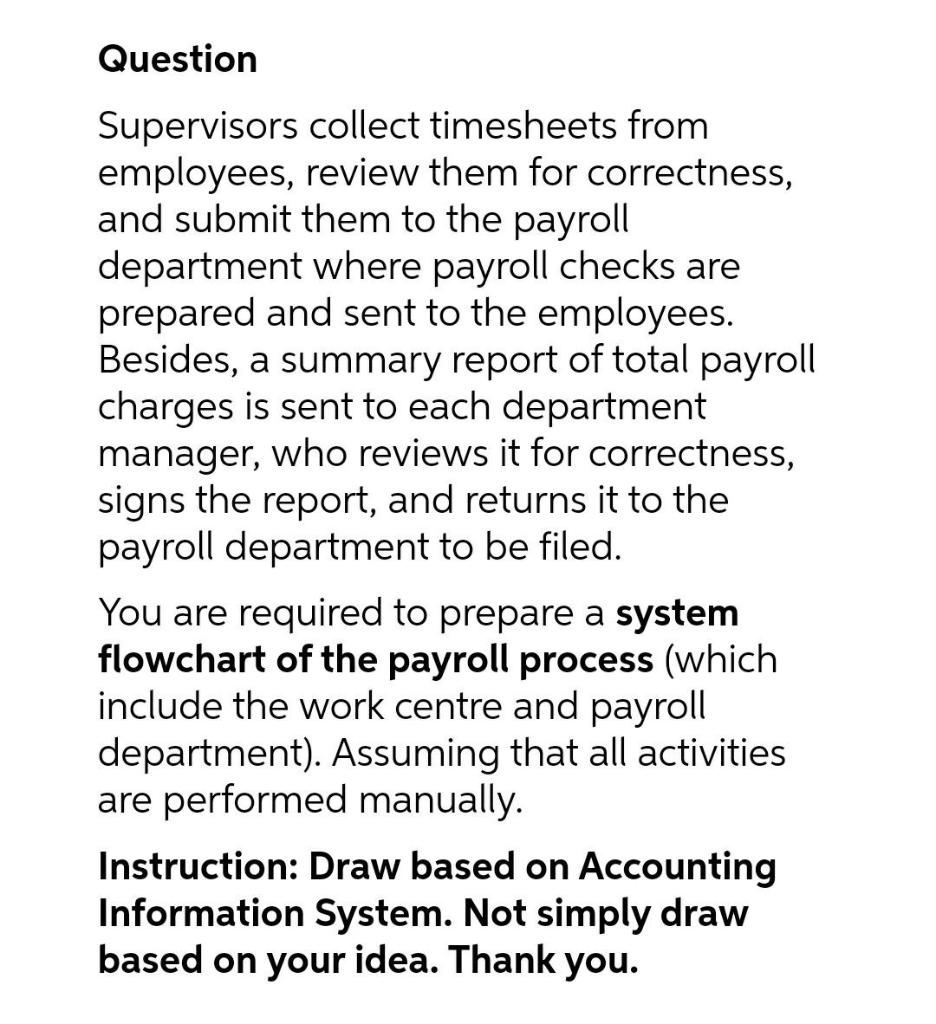 I need the answer as soon as possible Question Supervisors collect timesheets