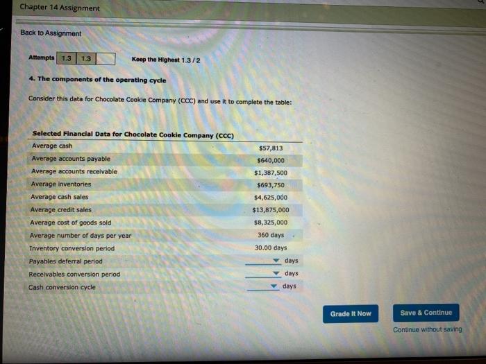  Chapter 14 Assignment Back to Assignment Attempts 1.3 1.3 Keep the