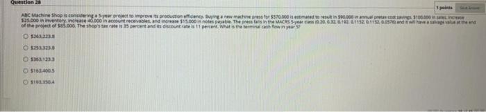  Question 28 ABC Machine Shop is consider your project to improve