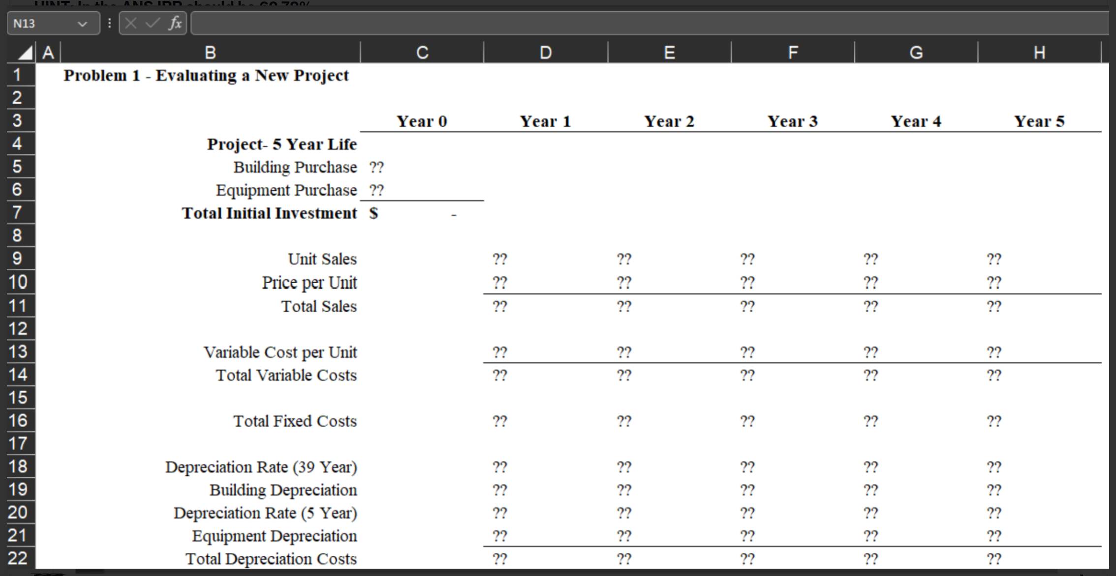 Solve all problems in the Excel file provided. Problem 1 . Regency