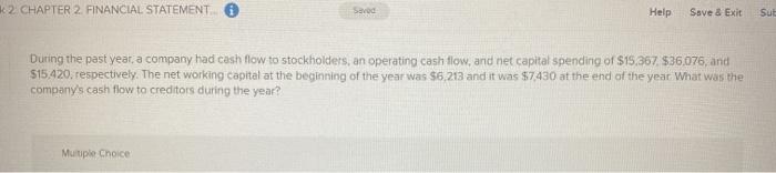  2. CHAPTER 2 FINANCIAL STATEMENT Saved Help Save & Exit Sut