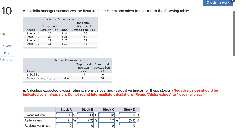  Check my work 10 A portfolio manager summarizes the input from
