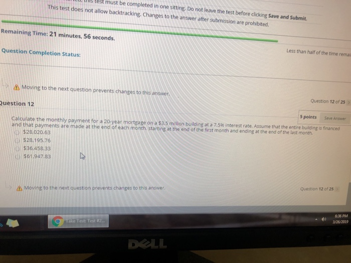  s test must be completed in one sitting. Do not leave