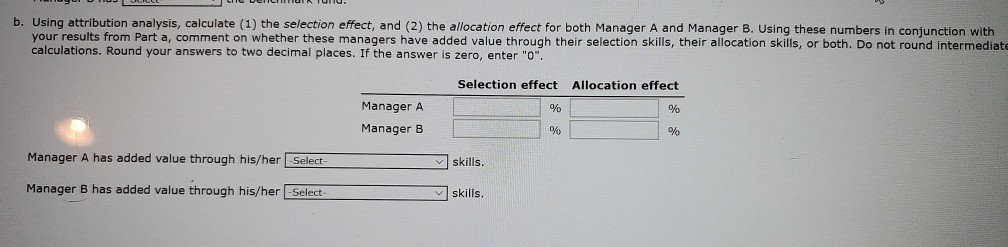 two portfolio managers (A and B) and a common benchmark portfolio: Stock