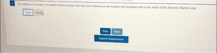  The difference between the market return and the risk free rate