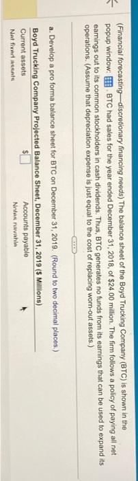  please answer carfully (Financial forecasting-discretionary financing needs) The balance sheet of