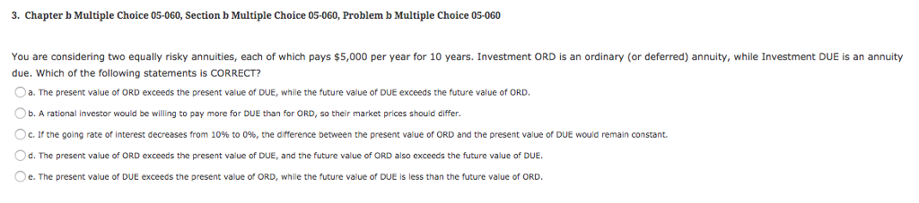 3. Chapter b Multiple Choice 05-060, Section b Multiple Choice 05-060,