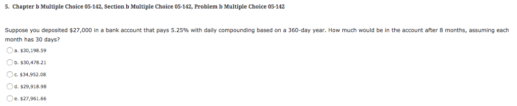  5. Chapter b Multiple Choice 05-142, Section b Multiple Choice 05-142,
