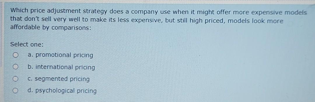 Which price adjustment strategy does a company use when it might