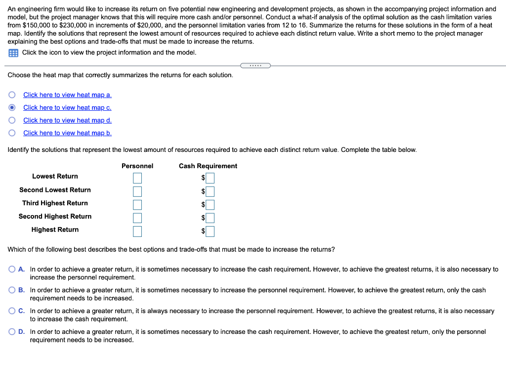  An engineering firm would like to increase its return on five