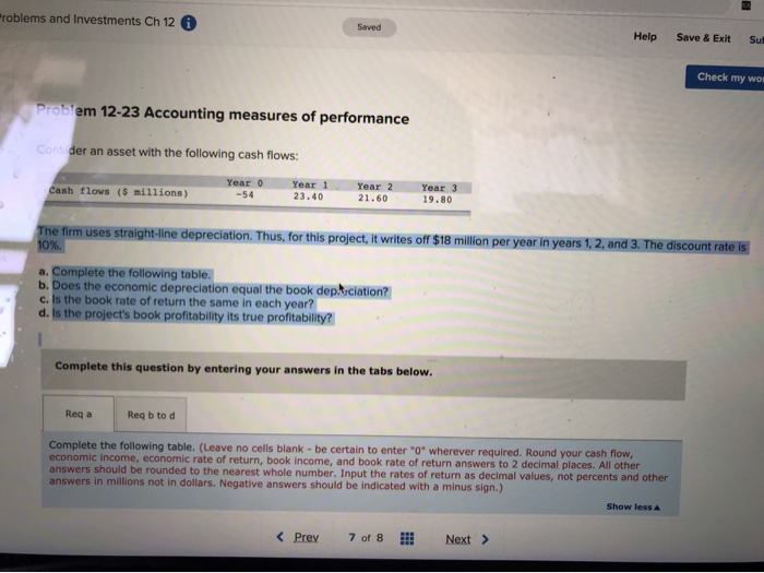  Problems and Investments Ch 12 Saved Help Save & Exit Su