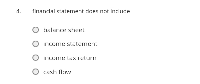  financial statement does not include balance sheet income statement income tax