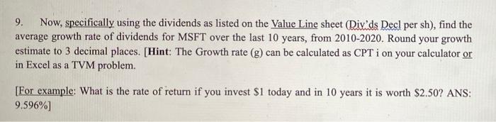 pay a dividend of $2.29 in 2021 (Year 1). (NOTE: This does