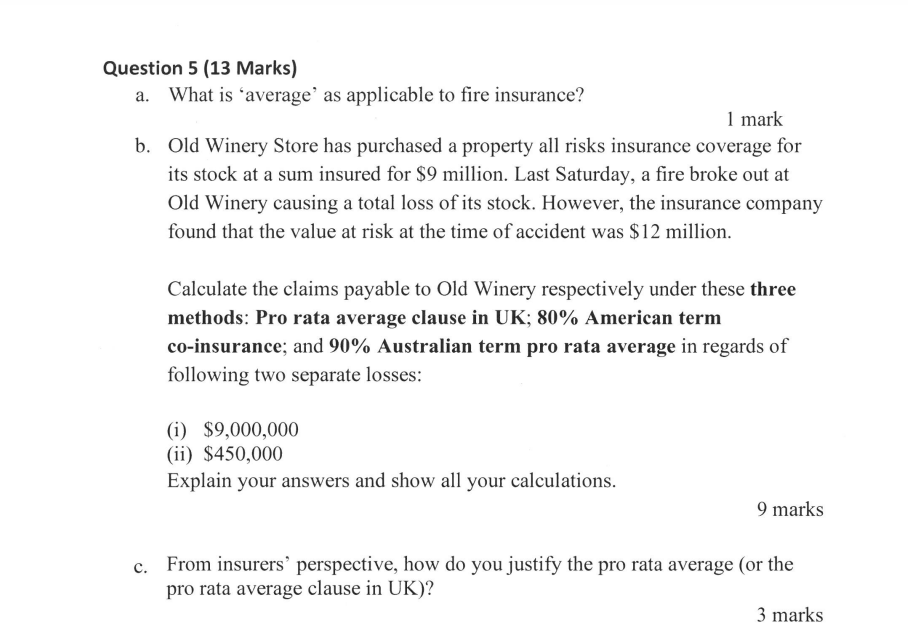 Question 5 (13 Marks) a. What is average' as applicable to