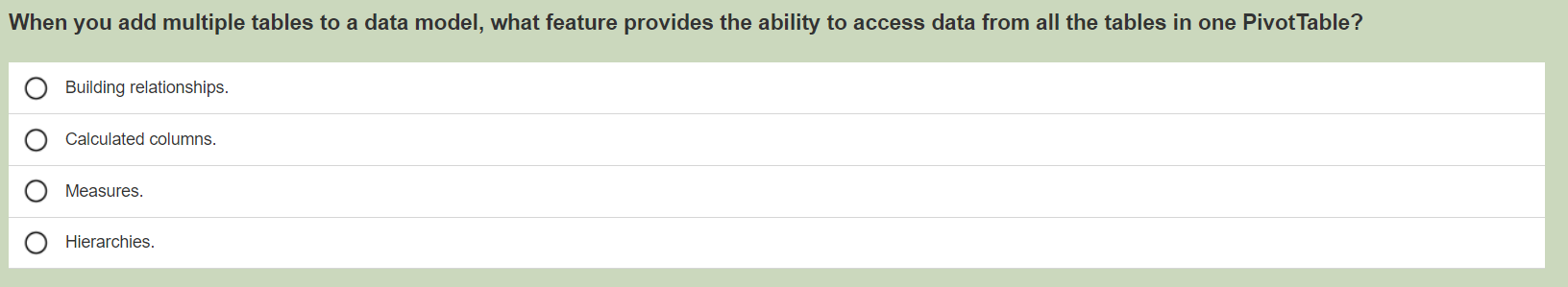 When you add multiple tables to a data model, what feature
