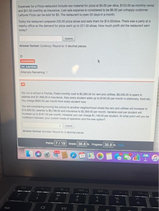  Expenses for a Plzza restaurant include raw material for pizza at