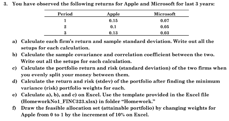 Expected Return Standard Deviation A4 Product of Probability ofMarket Rate of Probability