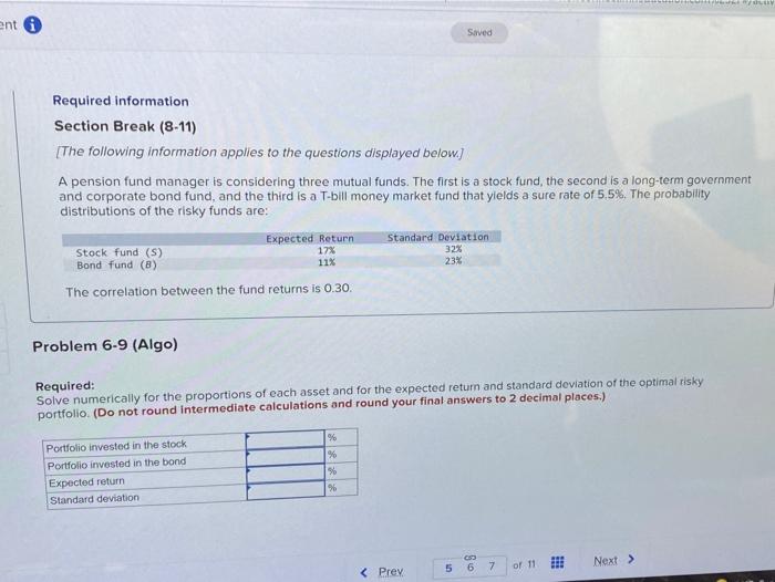 please solve this EV ent Saved Required information Section Break (8-11) [The