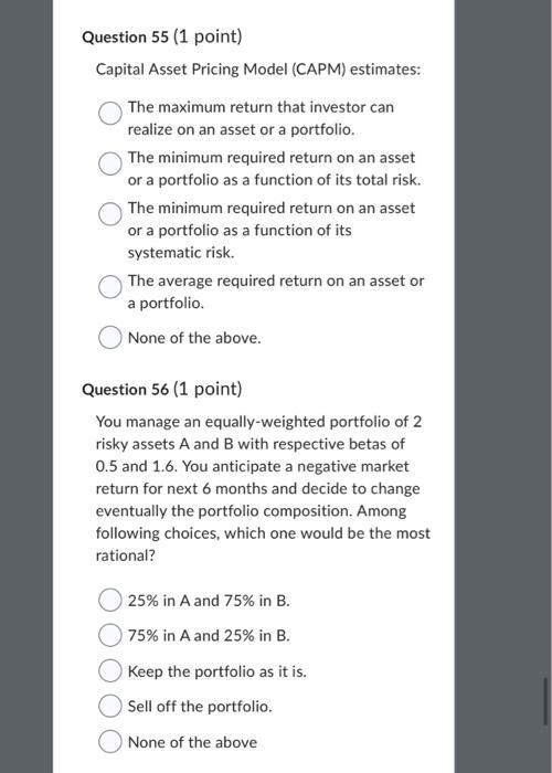  Capital Asset Pricing Model (CAPM) estimates: The maximum return that investor