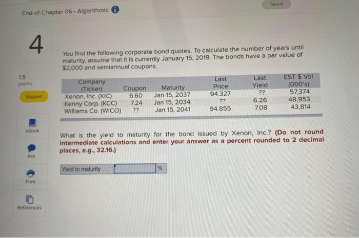  Sed End-of-Chapter 06 - Algorithmic 4 15 points You find the